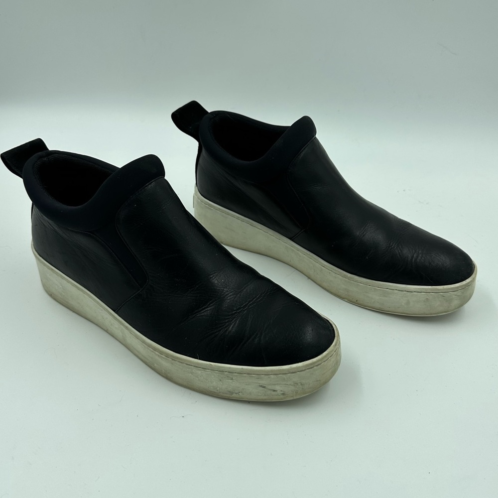Black Leather Via Spiga Slip On Sneakers